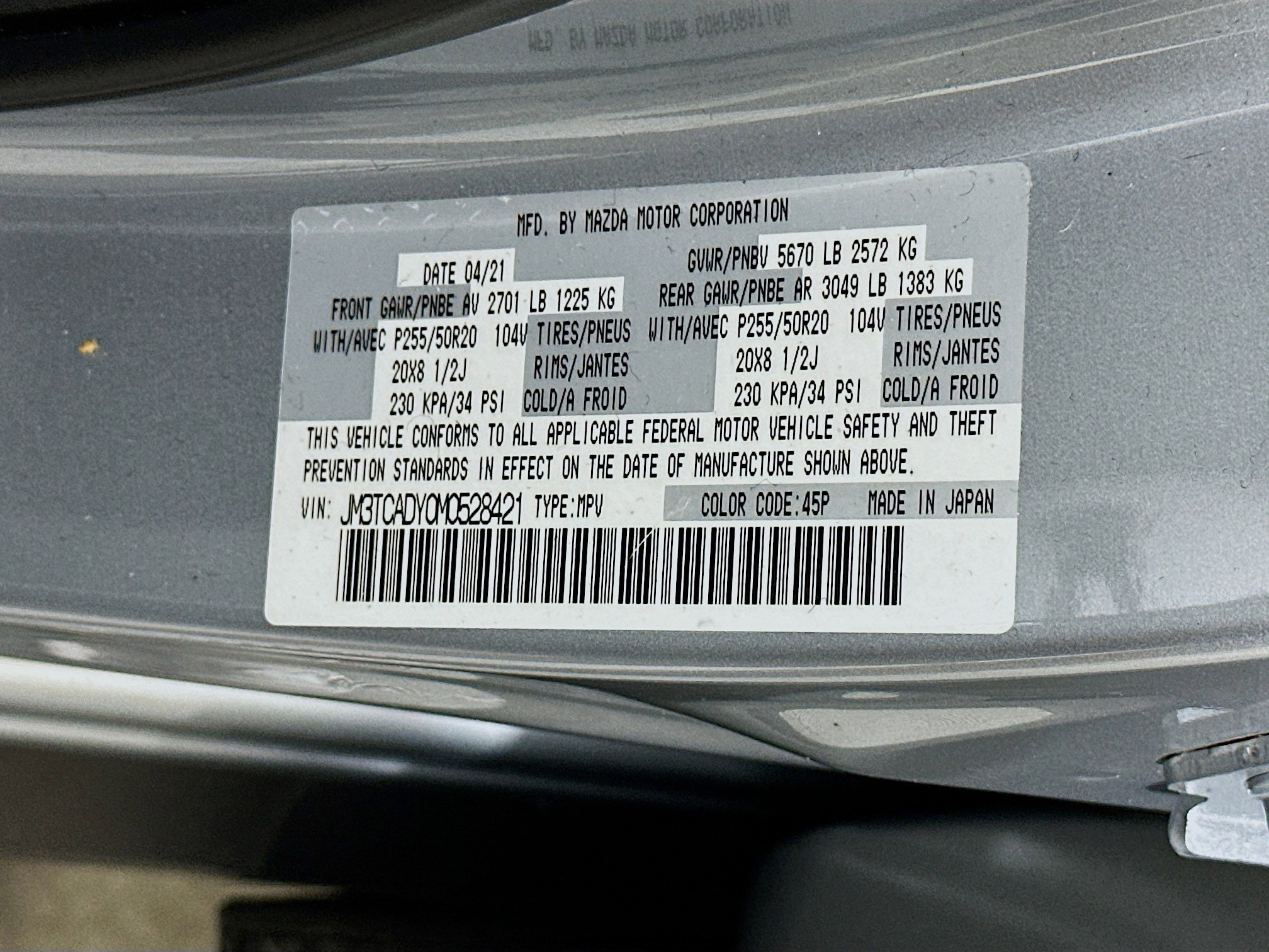 Used 2021 MAZDA CX-9 Grand Touring FWD image 12