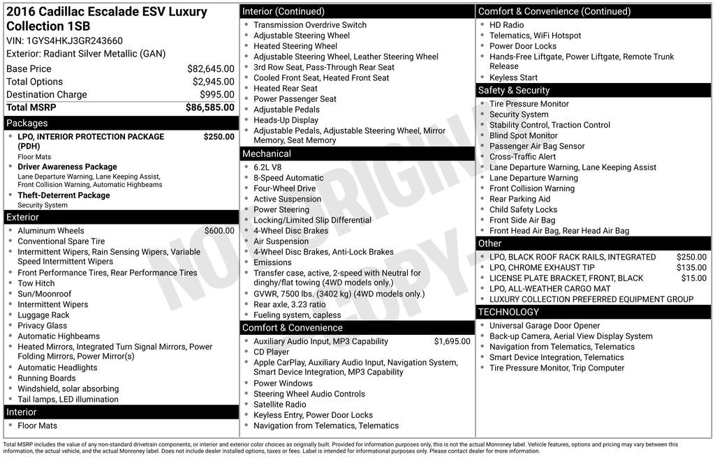 Used 2016 Cadillac Escalade ESV Luxury AWD/4WD image 12