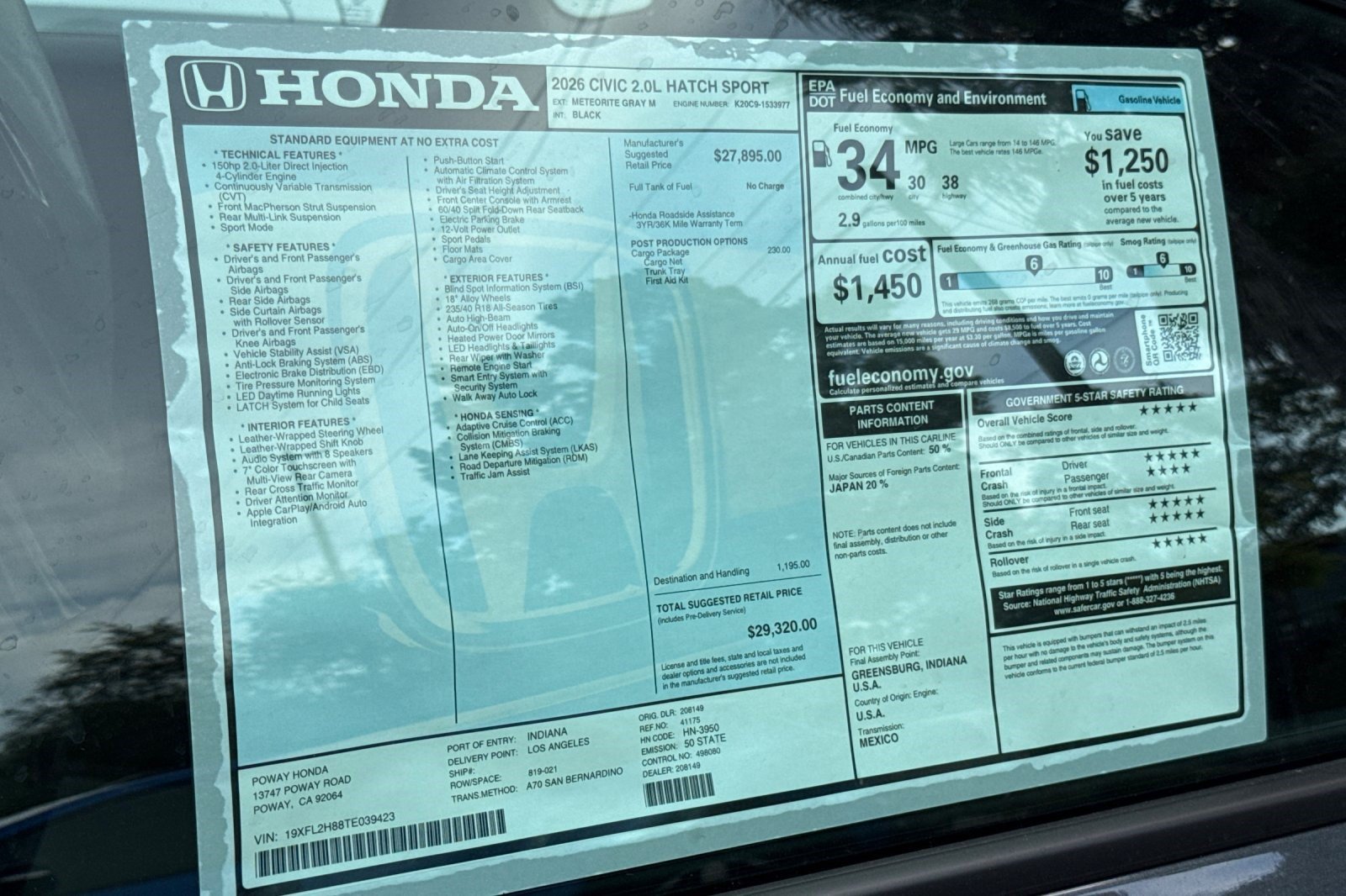 New 2026 Honda Civic Sport image 31