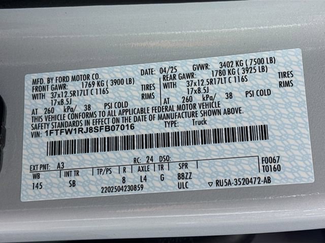 Used 2025 Ford F150 Raptor w/ Equipment Group 803A Raptor R image 38