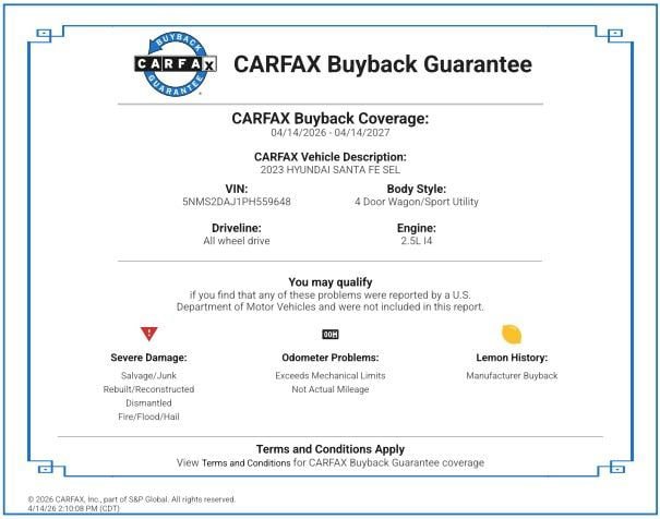 Certified 2023 Hyundai Santa Fe SEL AWD/4WD image 2