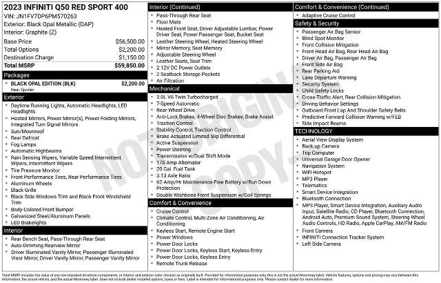 Certified 2023 INFINITI Q50 Red Sport 400 w/ Black Opal Edition RWD image 27