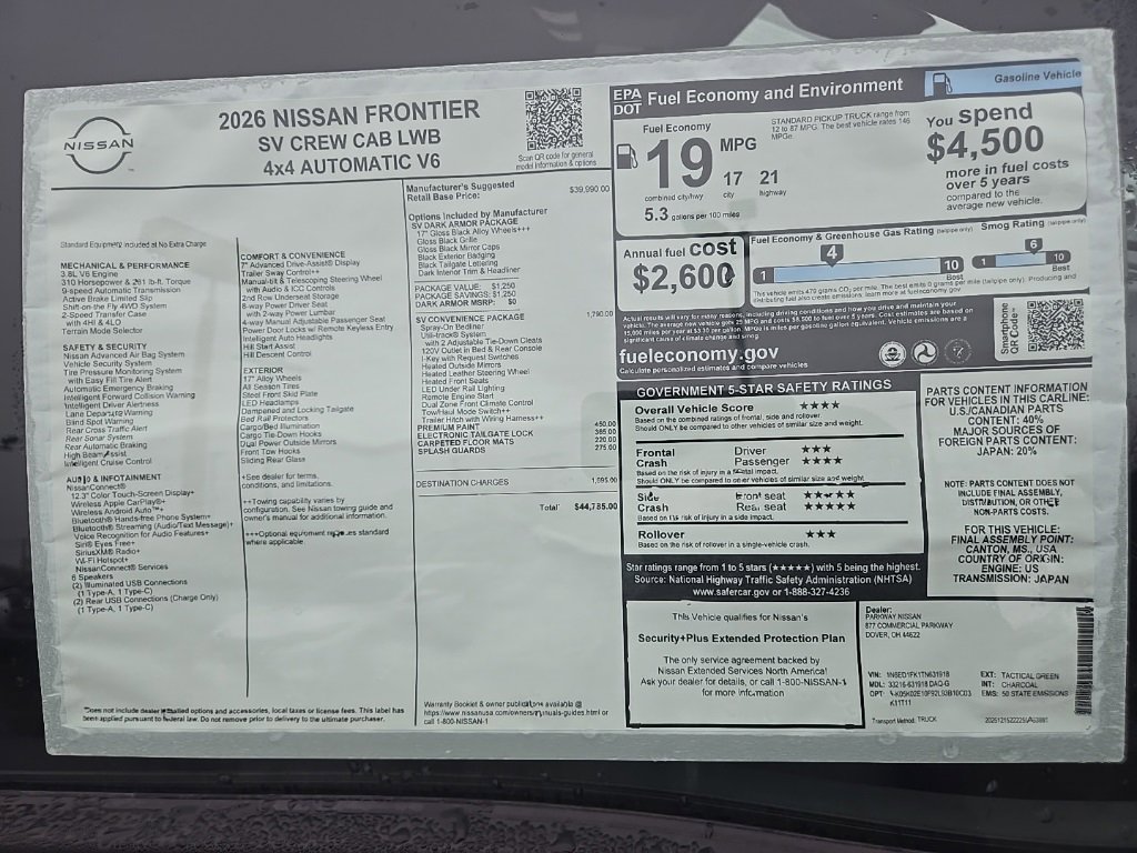 New 2026 Nissan Frontier SV image 40