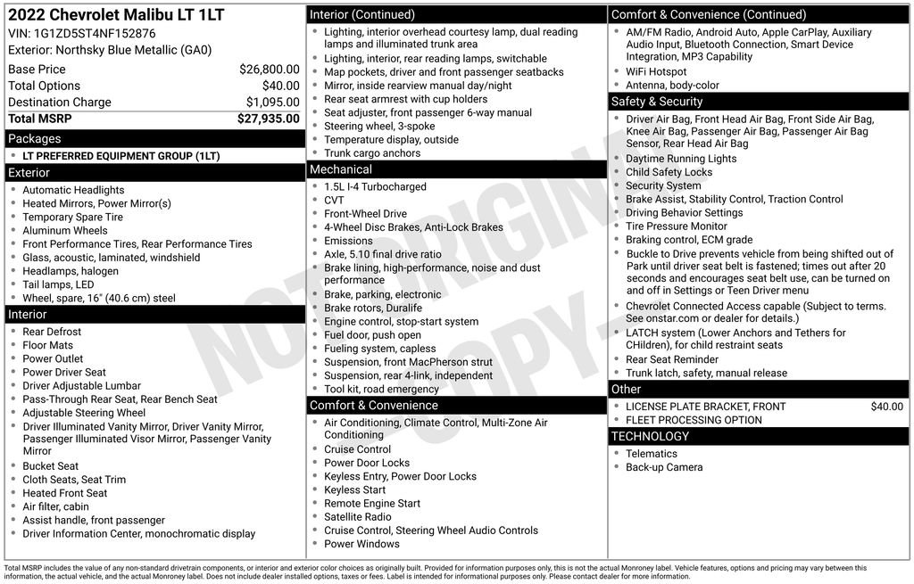 Used 2022 Chevrolet Malibu LT FWD image 29