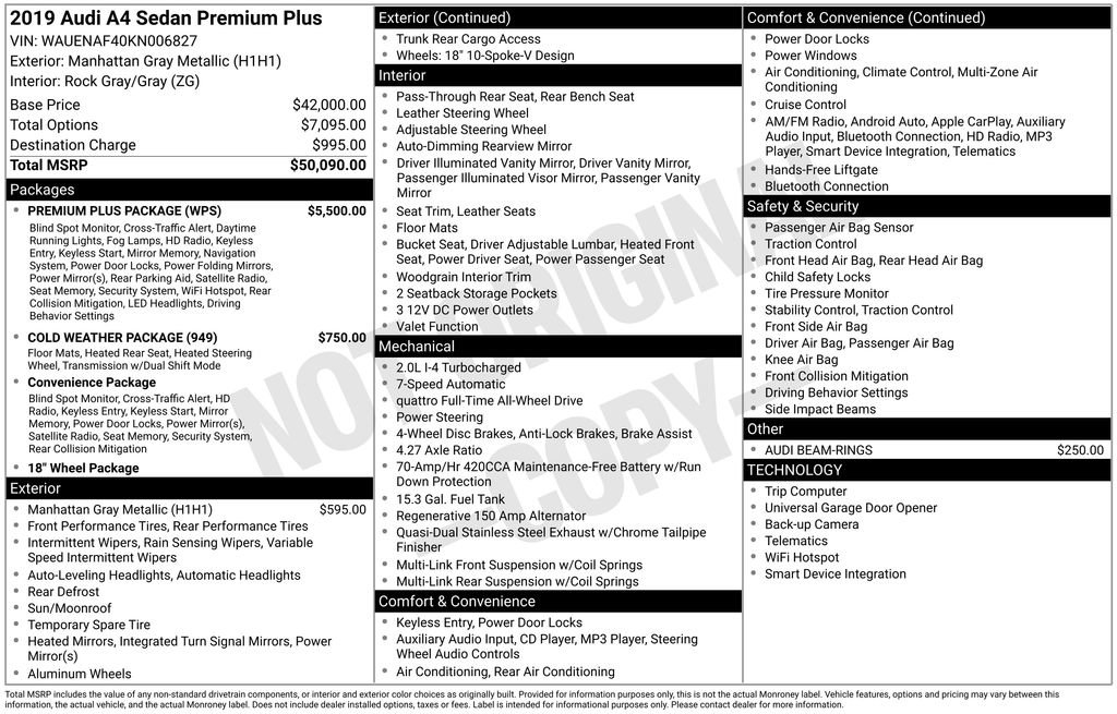 Used 2019 Audi A4 2.0T Premium Plus w/ Premium Plus Package image 18