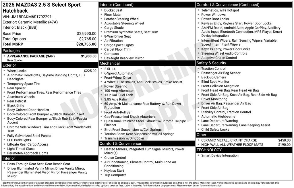 New 2025 MAZDA MAZDA3 s Sport w/ Appearance Package image 7
