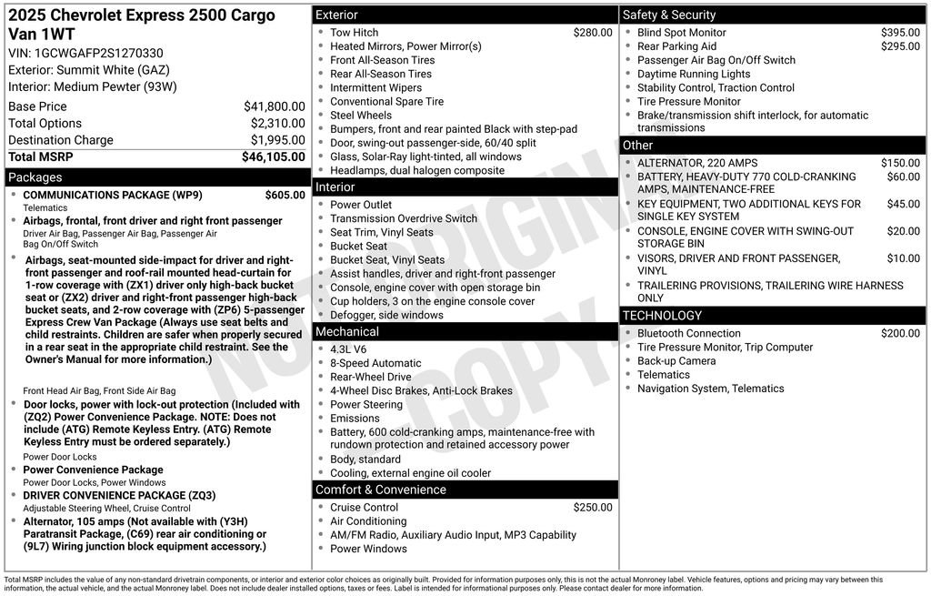 New 2025 Chevrolet Express 2500 w/ Communications Package image 9