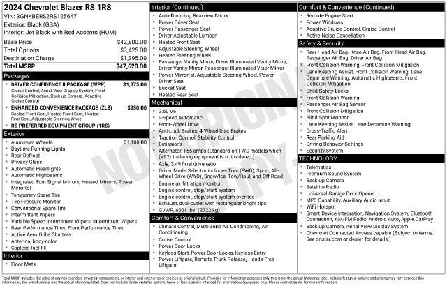 Used 2024 Chevrolet Blazer RS w/ Driver Confidence II Package FWD image 11