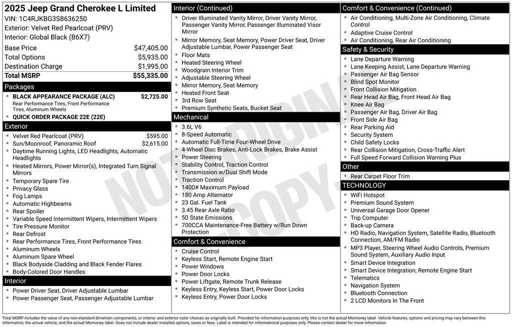 Certified 2025 Jeep Grand Cherokee L Limited w/ Black Appearance Package AWD/4WD image 37