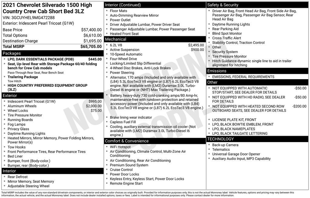 Used 2021 Chevrolet Silverado 1500 High Country w/ LPO, Dark Essentials Package image 5