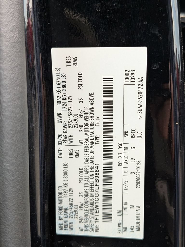 Used 2020 Ford F150 Limited w/ Trailer Tow Package RWD image 32