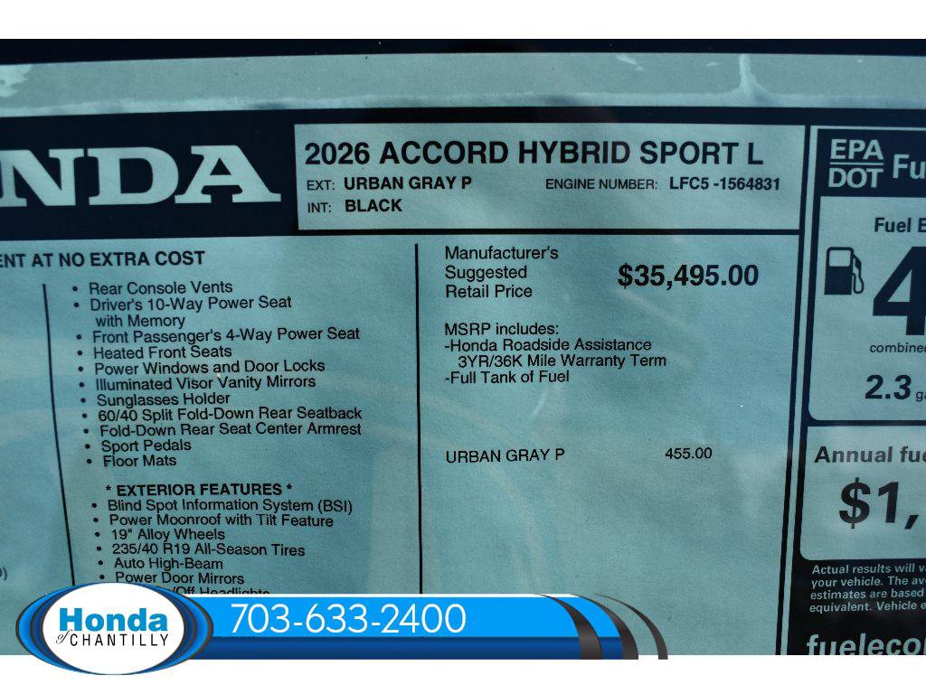 New 2026 Honda Accord Hybrid Sport-L FWD image 36