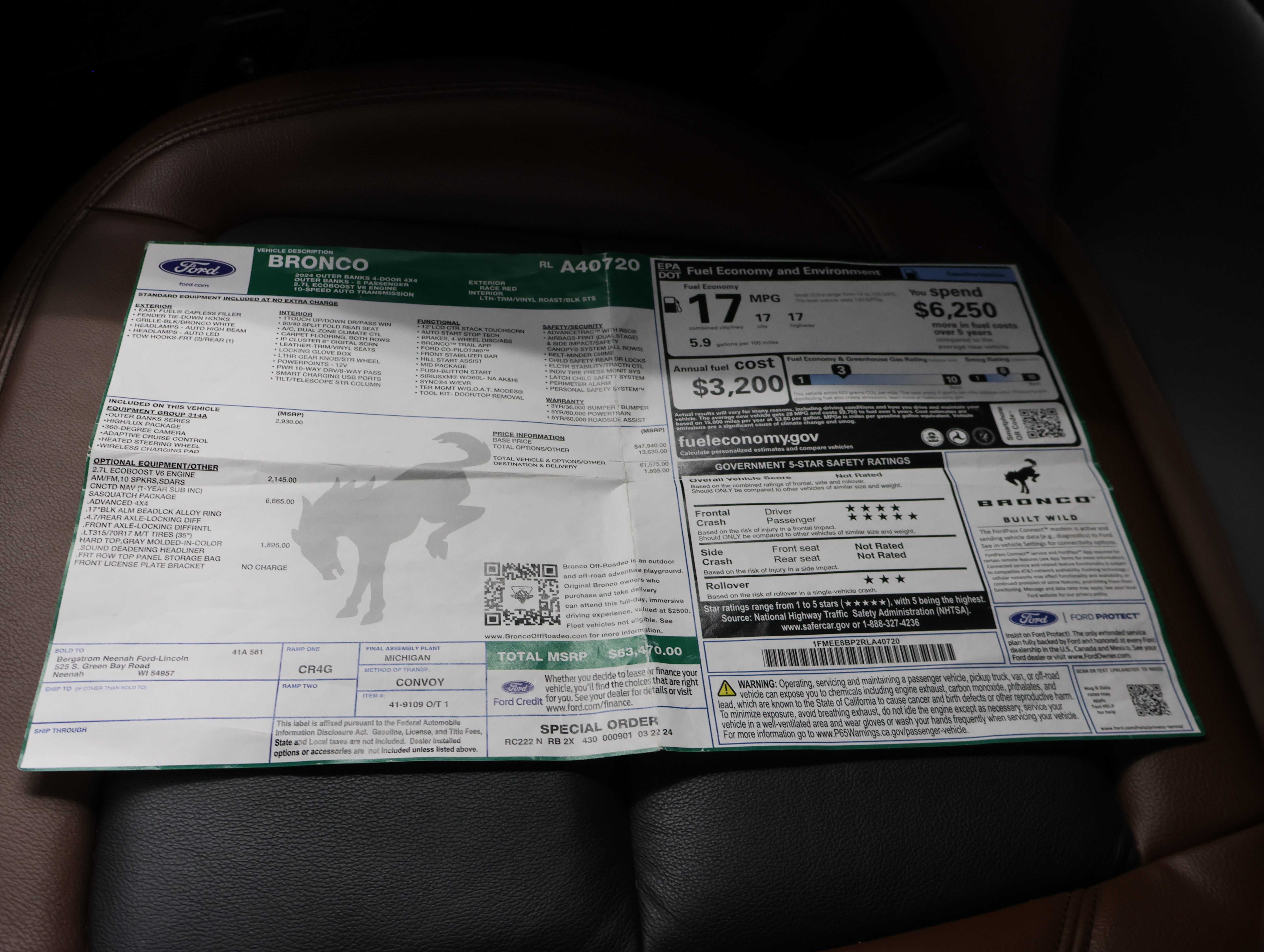 Used 2024 Ford Bronco Outer Banks w/ Sasquatch Package AWD/4WD image 61