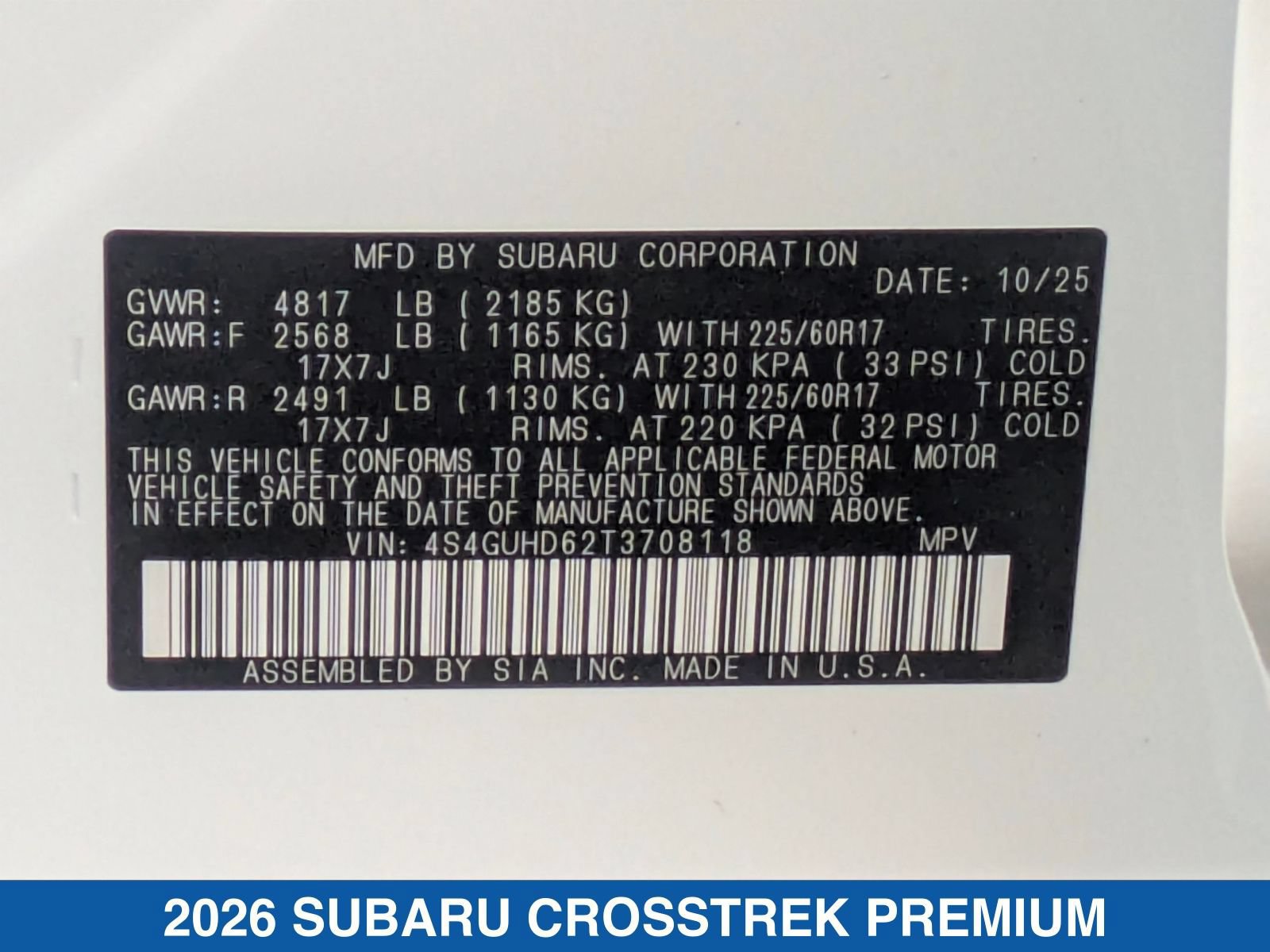 Certified 2026 Subaru Crosstrek 2.5i Premium AWD/4WD image 39