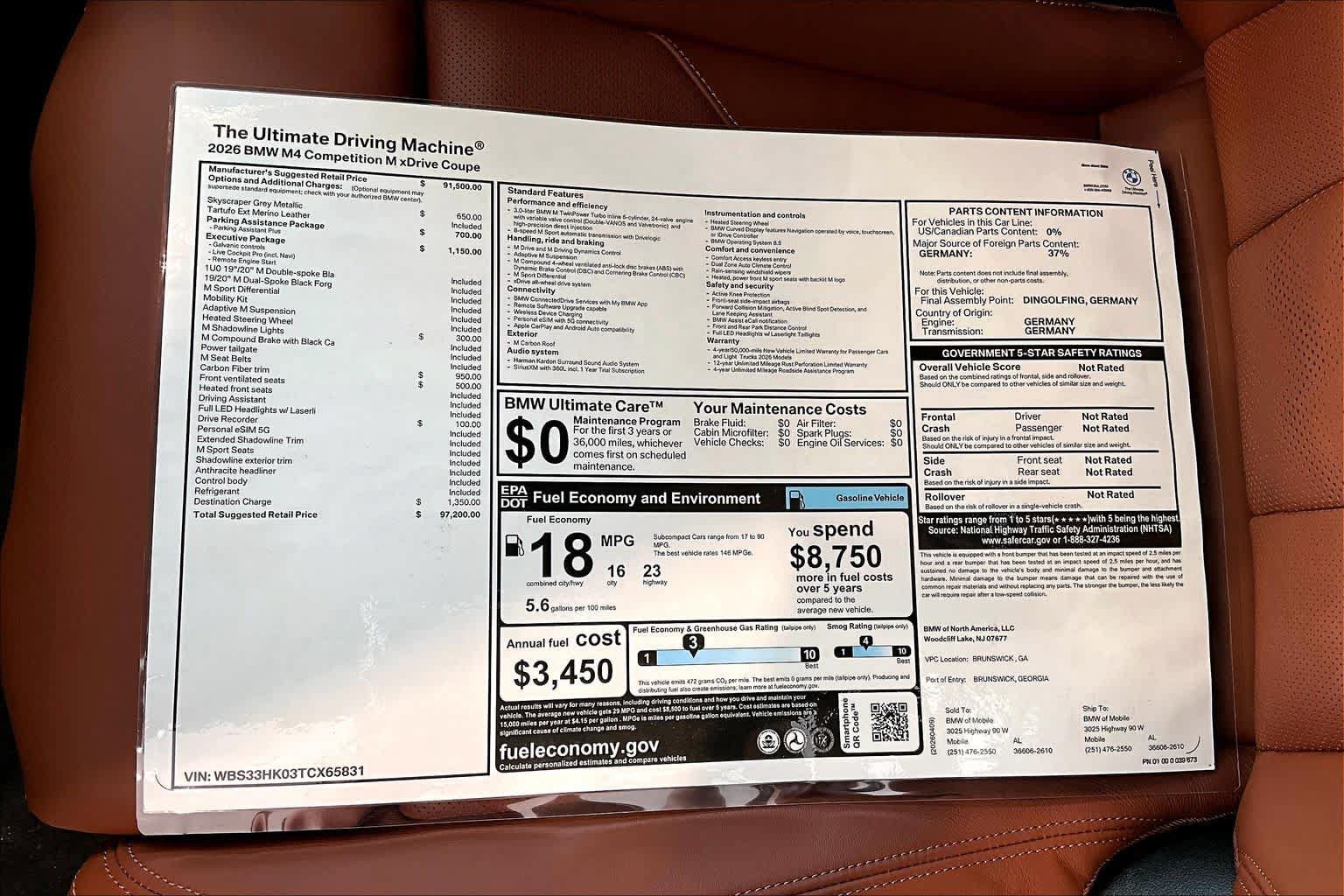 New 2026 BMW M4 xDrive Competition w/ Executive Package AWD/4WD image 19