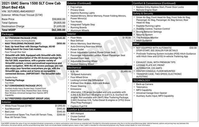Used 2021 GMC Sierra 1500 SLT w/ SLT Premium Package AWD/4WD image 50