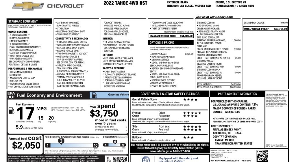 Certified 2022 Chevrolet Tahoe RST w/ Luxury Package image 27
