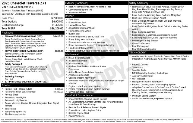 Used 2025 Chevrolet Traverse Z71 w/ Enhanced Driving Package AWD/4WD image 5