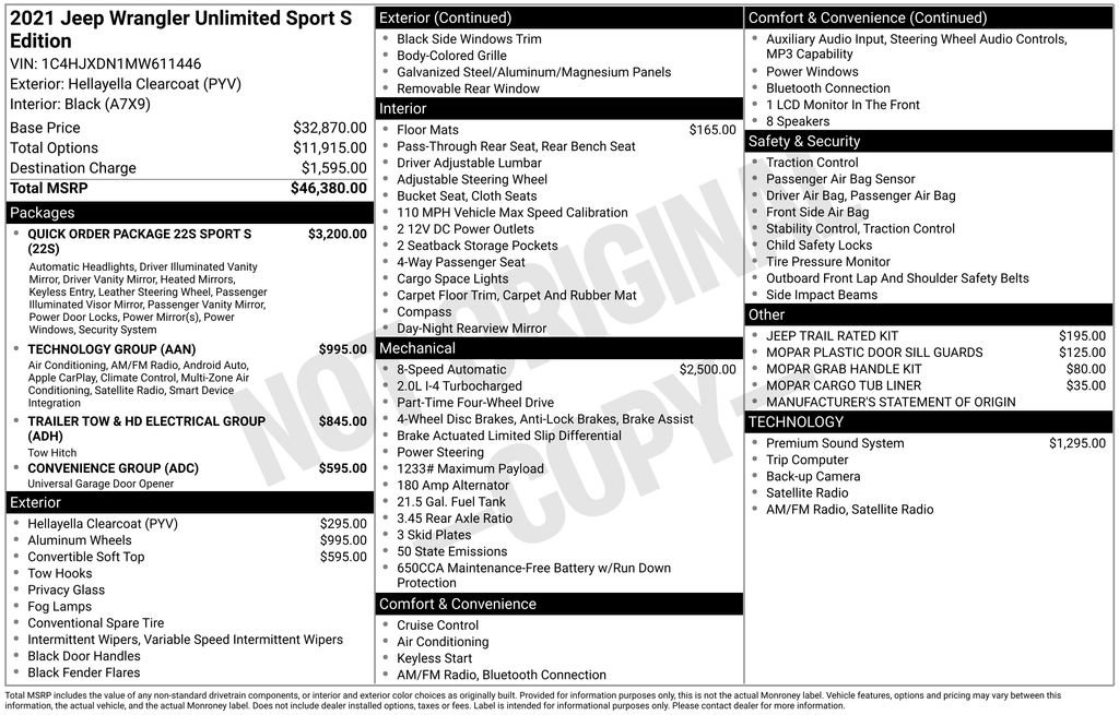 Used 2021 Jeep Wrangler Unlimited Sport image 2