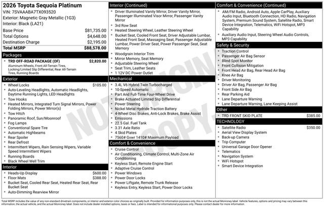 New 2026 Toyota Sequoia Platinum w/ TRD Off-Road Package AWD/4WD image 20