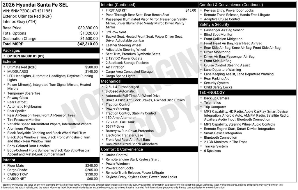 New 2026 Hyundai Santa Fe SEL AWD/4WD image 6