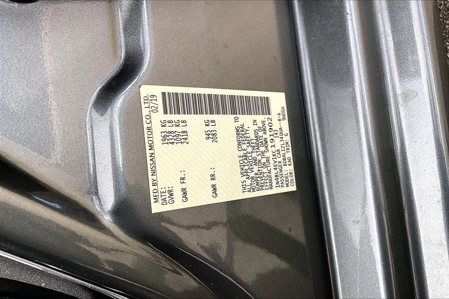 Certified 2019 Nissan Altima 2.5 SL FWD image 34