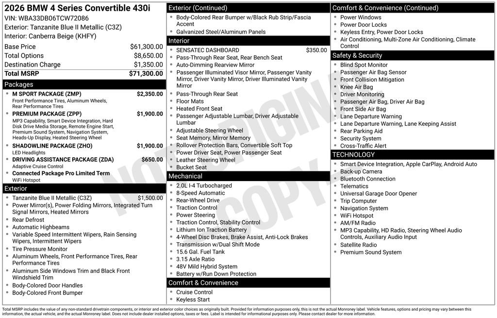Used 2026 BMW 430i Convertible w/ M Sport Package RWD image 6