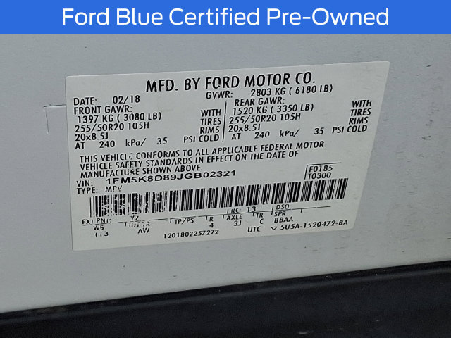 Used 2018 Ford Explorer XLT w/ Equipment Group 202A AWD/4WD image 33