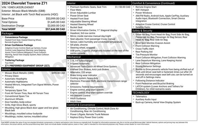 Used 2024 Chevrolet Traverse Z71 AWD/4WD image 47