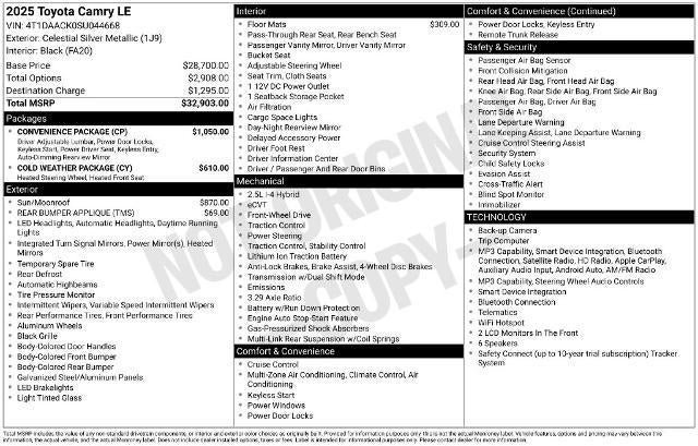 Used 2025 Toyota Camry LE w/ Convenience Package FWD image 16