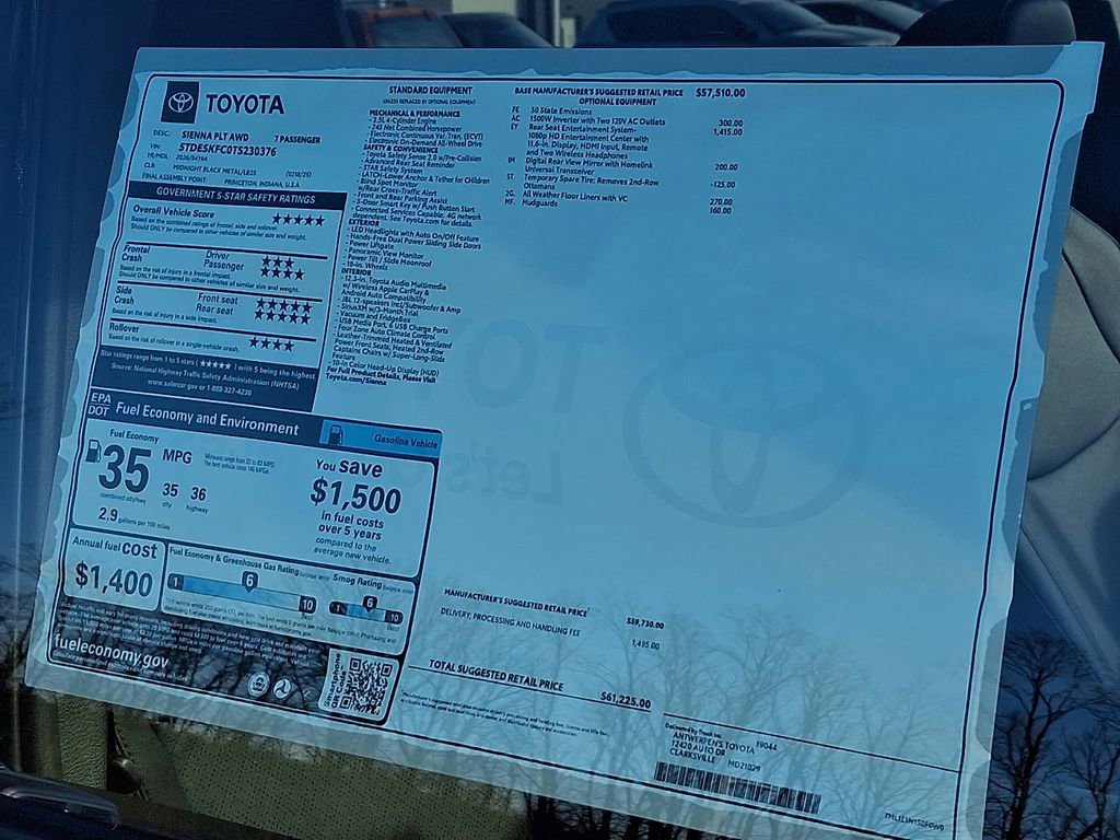 New 2026 Toyota Sienna Platinum AWD/4WD image 3