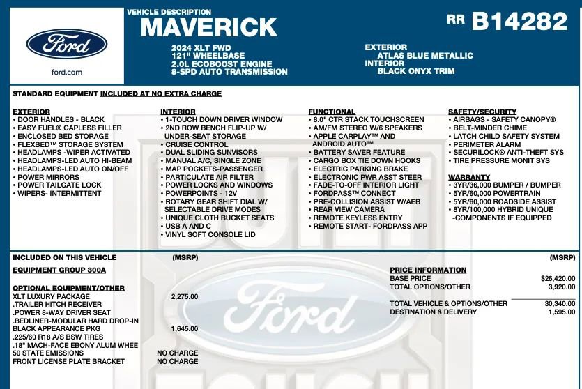 Used 2024 Ford Maverick XLT w/ XLT Luxury Package image 2