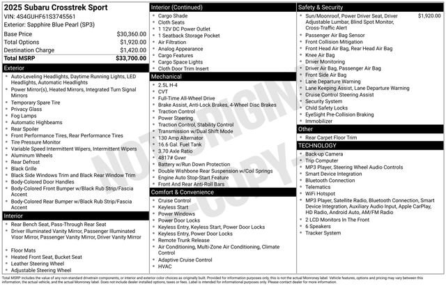 Certified 2025 Subaru Crosstrek 2.5i Sport AWD/4WD image 35