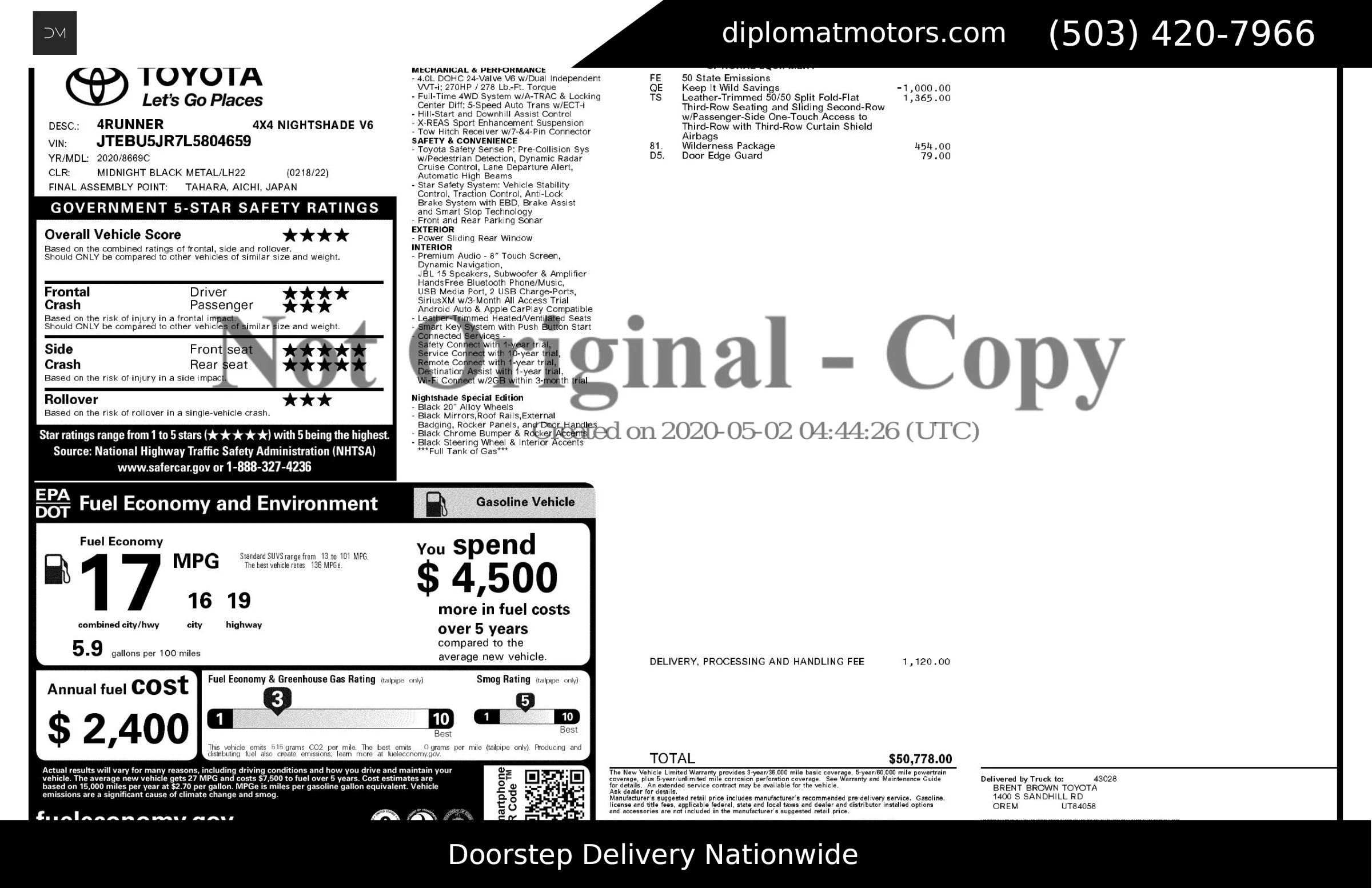 Used 2020 Toyota 4Runner Nightshade image 2