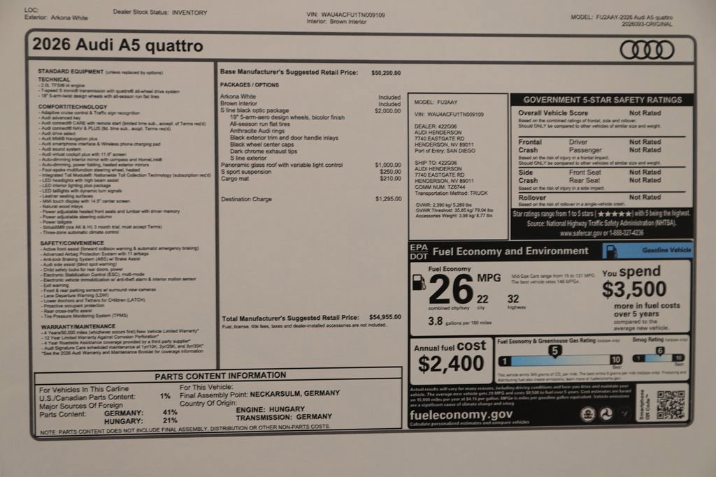 New 2026 Audi A5 2.0T Premium image 39