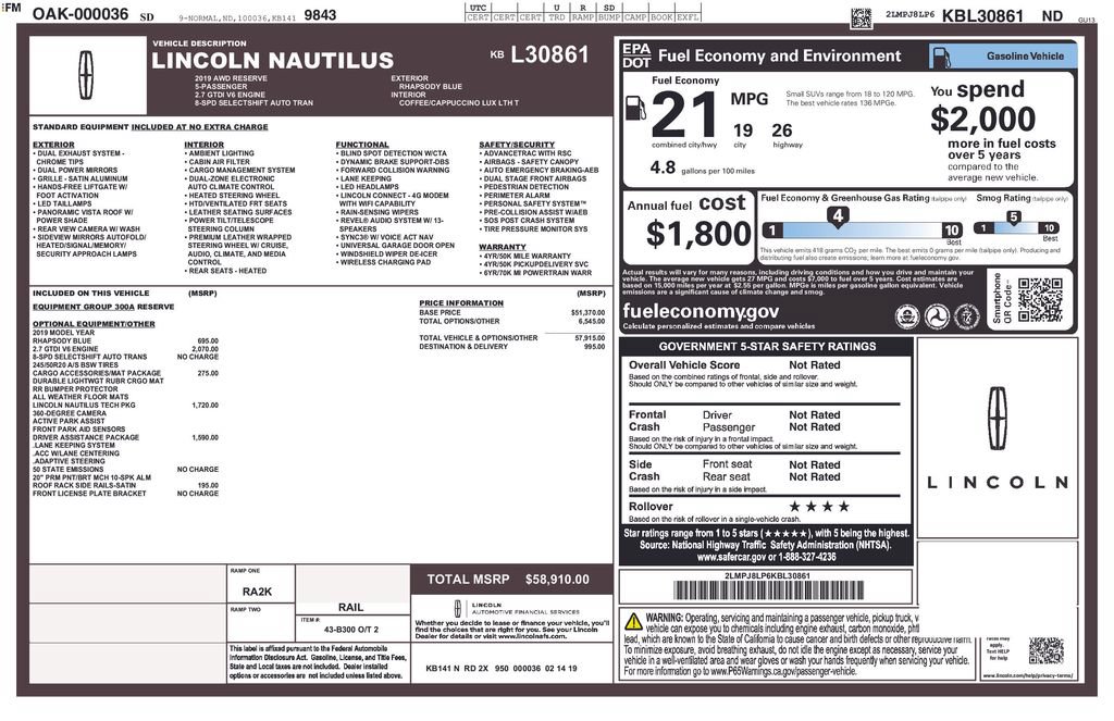 Used 2019 Lincoln Nautilus Reserve AWD/4WD image 2
