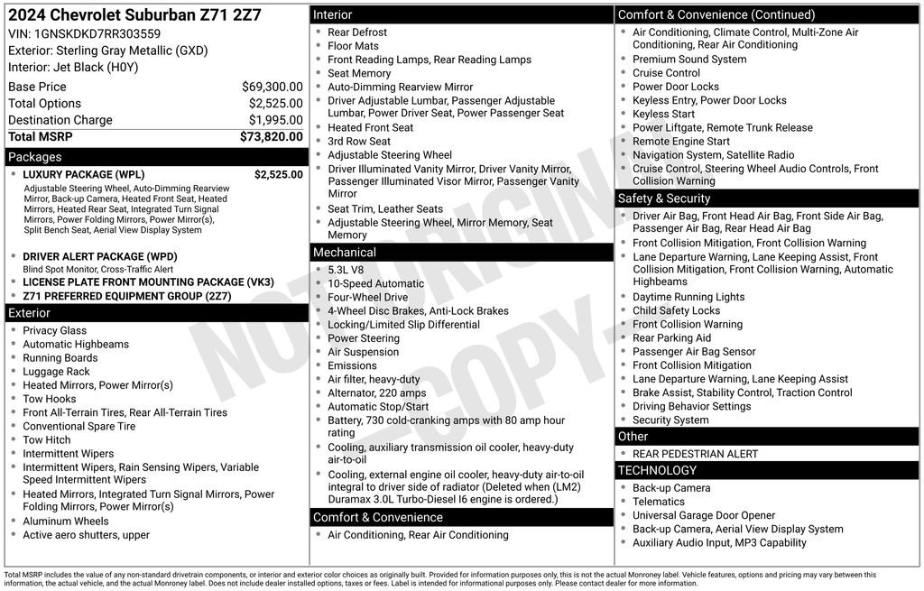 Certified 2024 Chevrolet Suburban Z71 w/ Luxury Package image 11