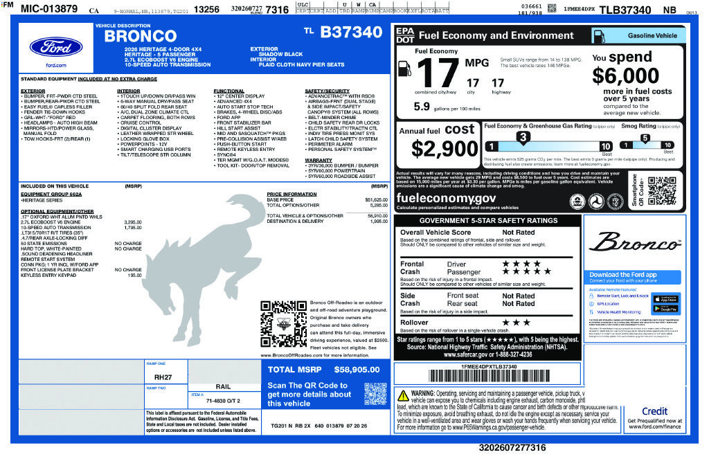 New 2026 Ford Bronco Heritage Edition AWD/4WD image 2