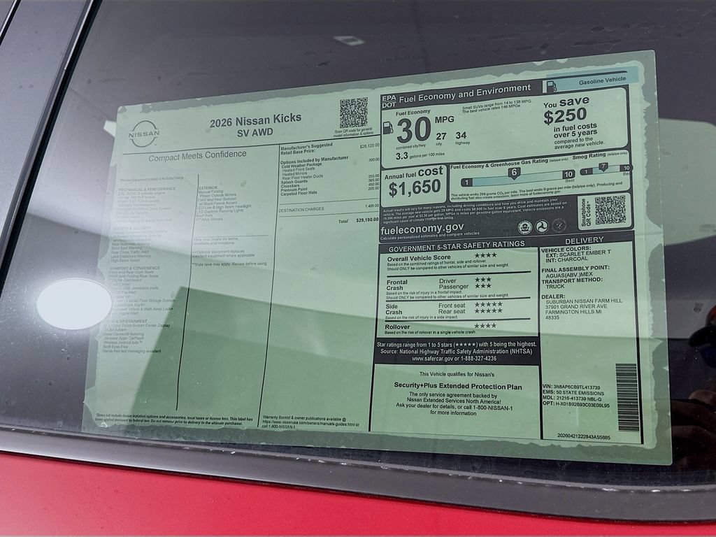 New 2026 Nissan Kicks SV w/ Cold Weather Package AWD/4WD image 13