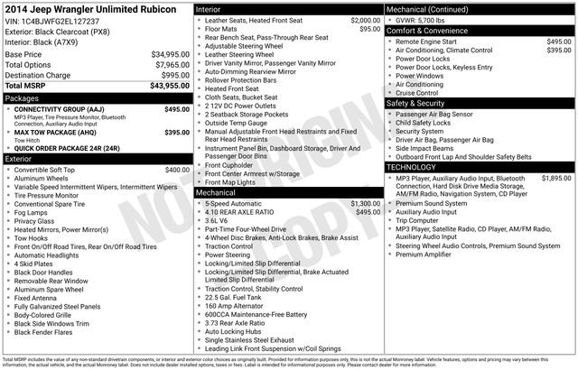 Used 2014 Jeep Wrangler Unlimited Rubicon w/ Connectivity Group AWD/4WD image 4