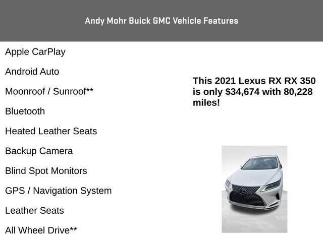 Used 2021 Lexus RX 350 AWD w/ Premium Package image 4