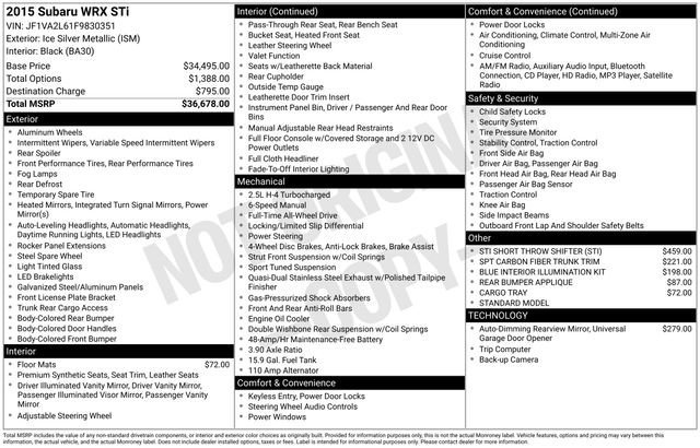 Used 2015 Subaru WRX STI image 34