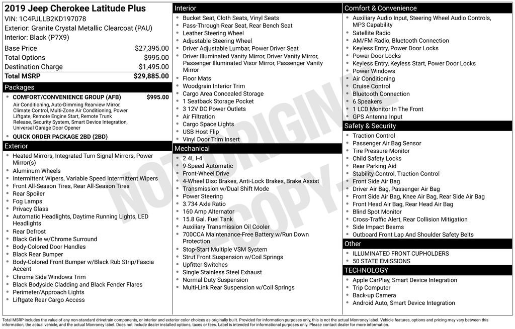 Used 2019 Jeep Cherokee Latitude Plus w/ Comfort/Convenience Group FWD image 7