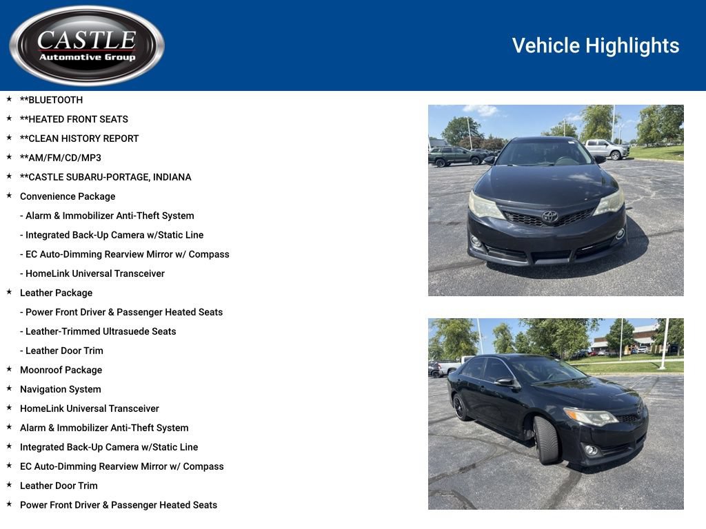 Used 2012 Toyota Camry SE w/ Leather Pkg FWD image 3