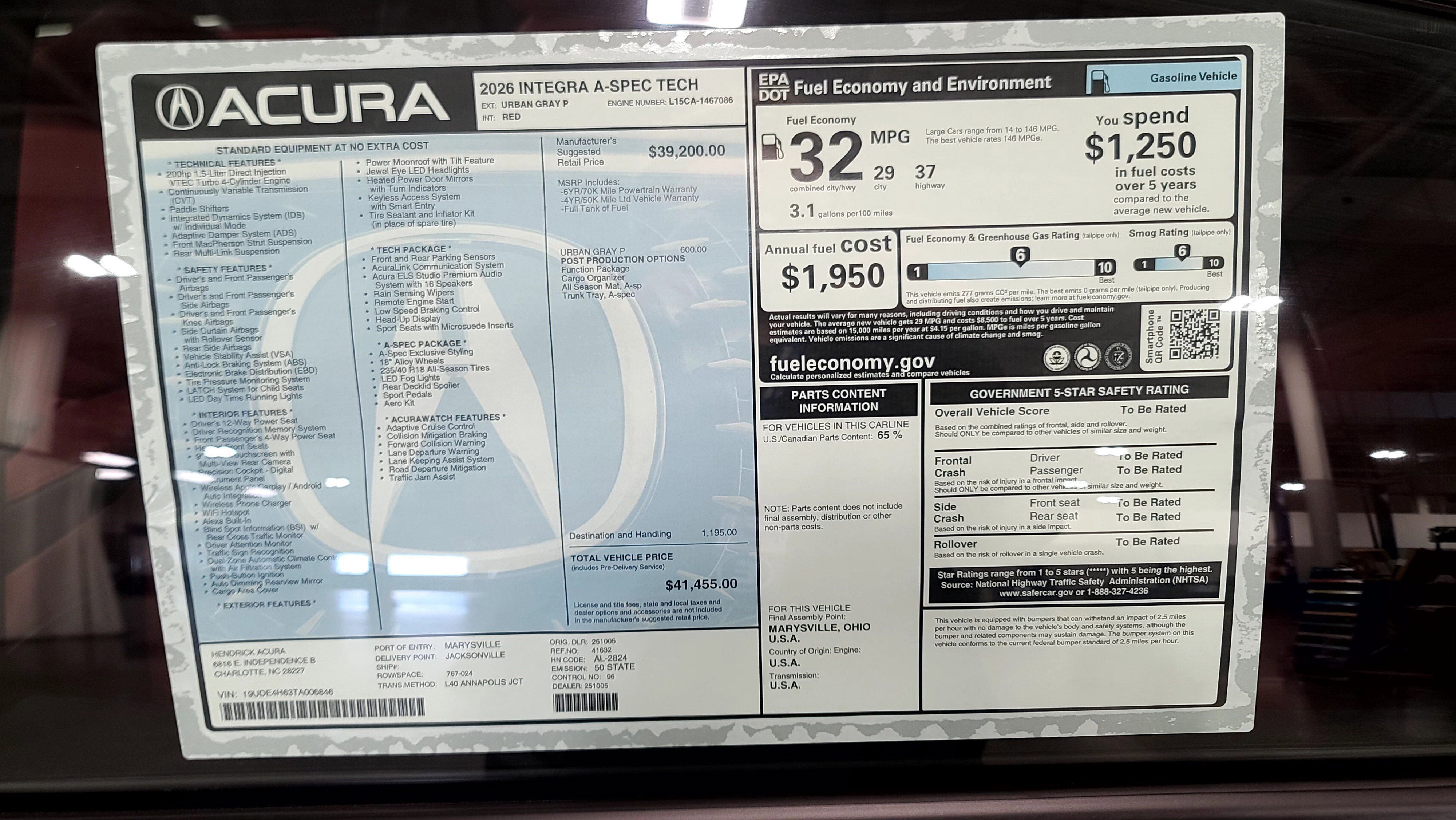 Certified 2026 Acura Integra A-Spec FWD image 35
