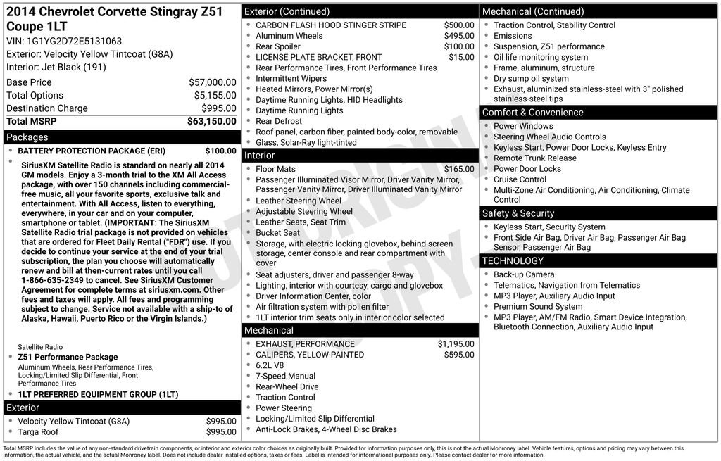 Used 2014 Chevrolet Corvette Stingray Coupe w/ Battery Protection Package RWD image 3