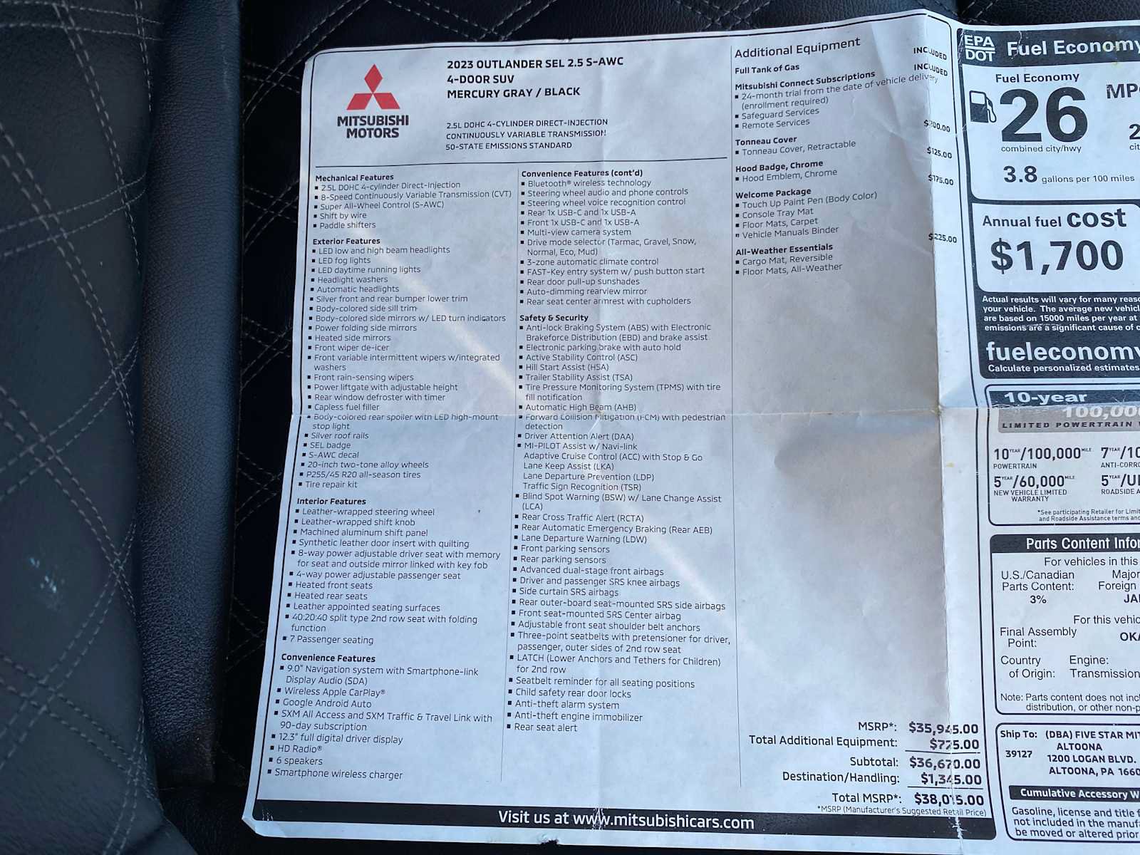 Used 2023 Mitsubishi Outlander SEL AWD/4WD image 39
