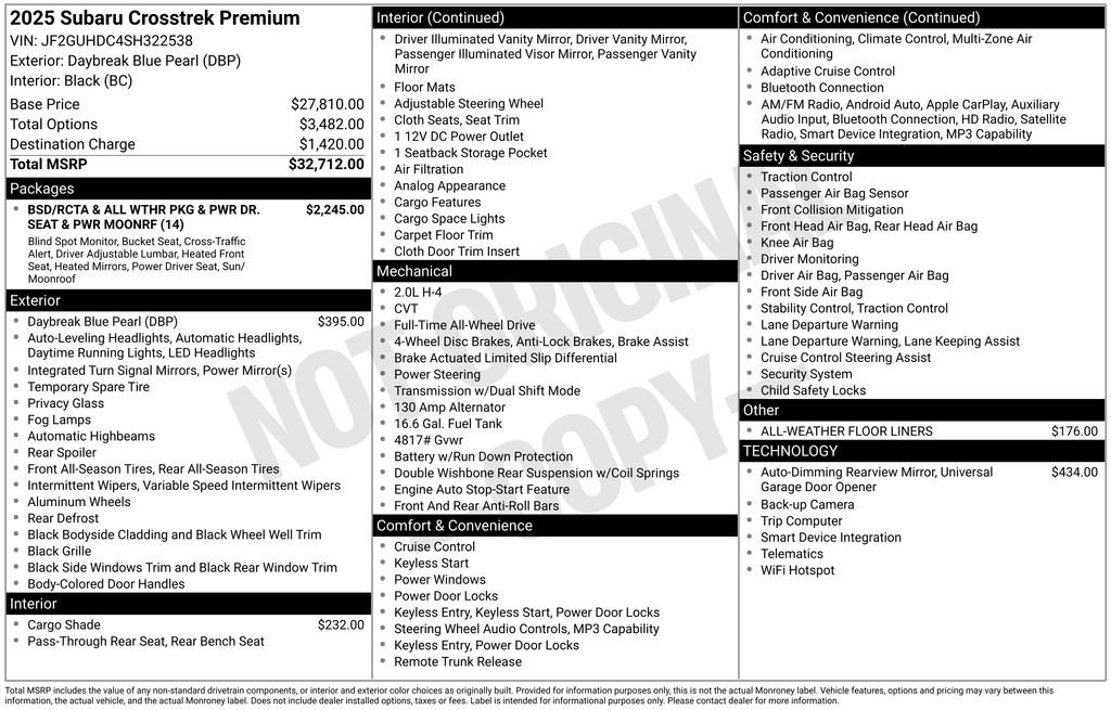 Certified 2025 Subaru Crosstrek 2.0i Premium AWD/4WD image 5