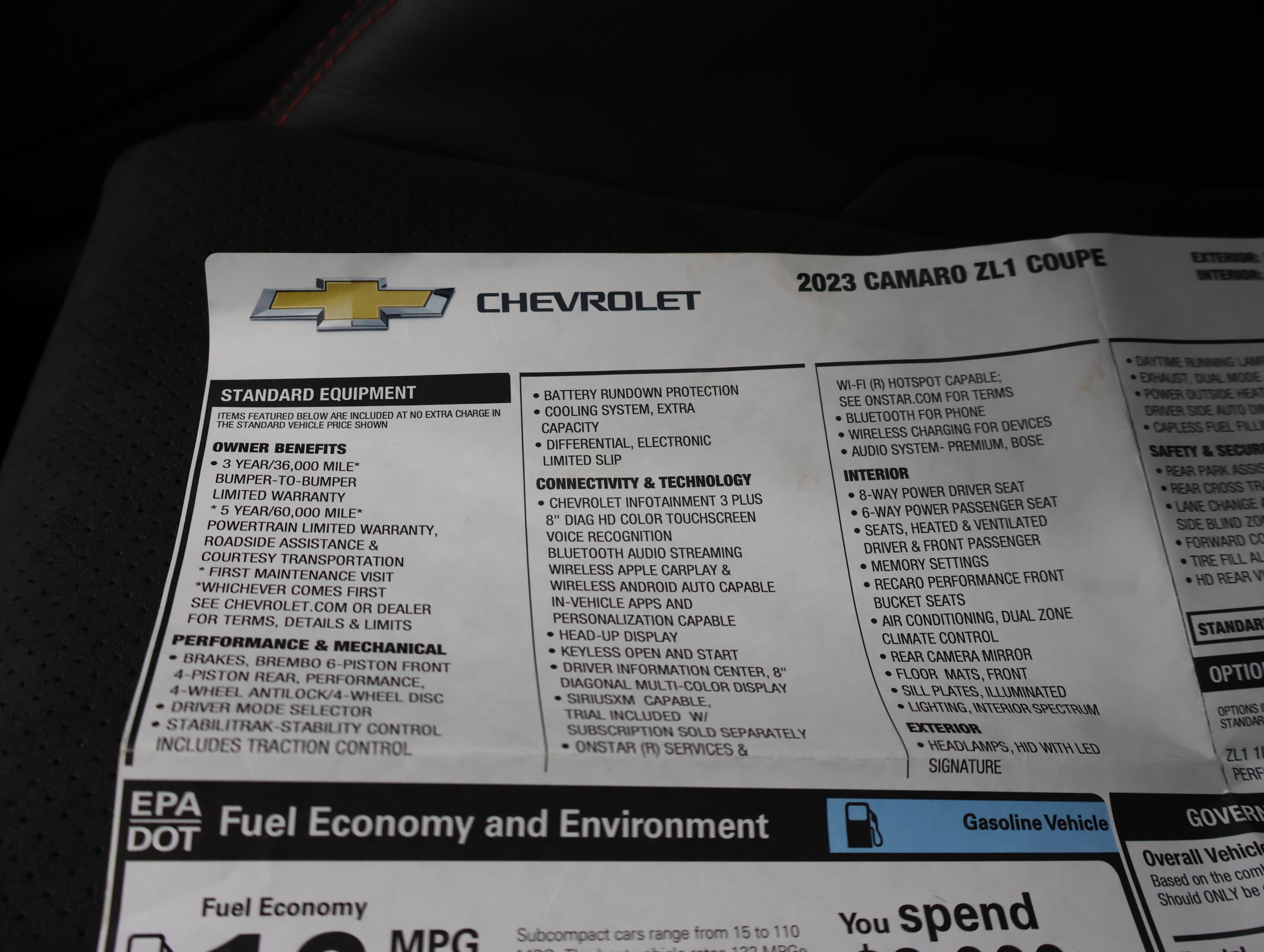Used 2023 Chevrolet Camaro ZL1 RWD image 58