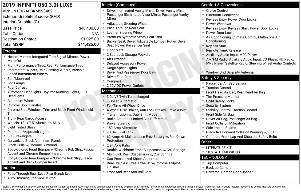 Used 2019 INFINITI Q50 Luxe image 4
